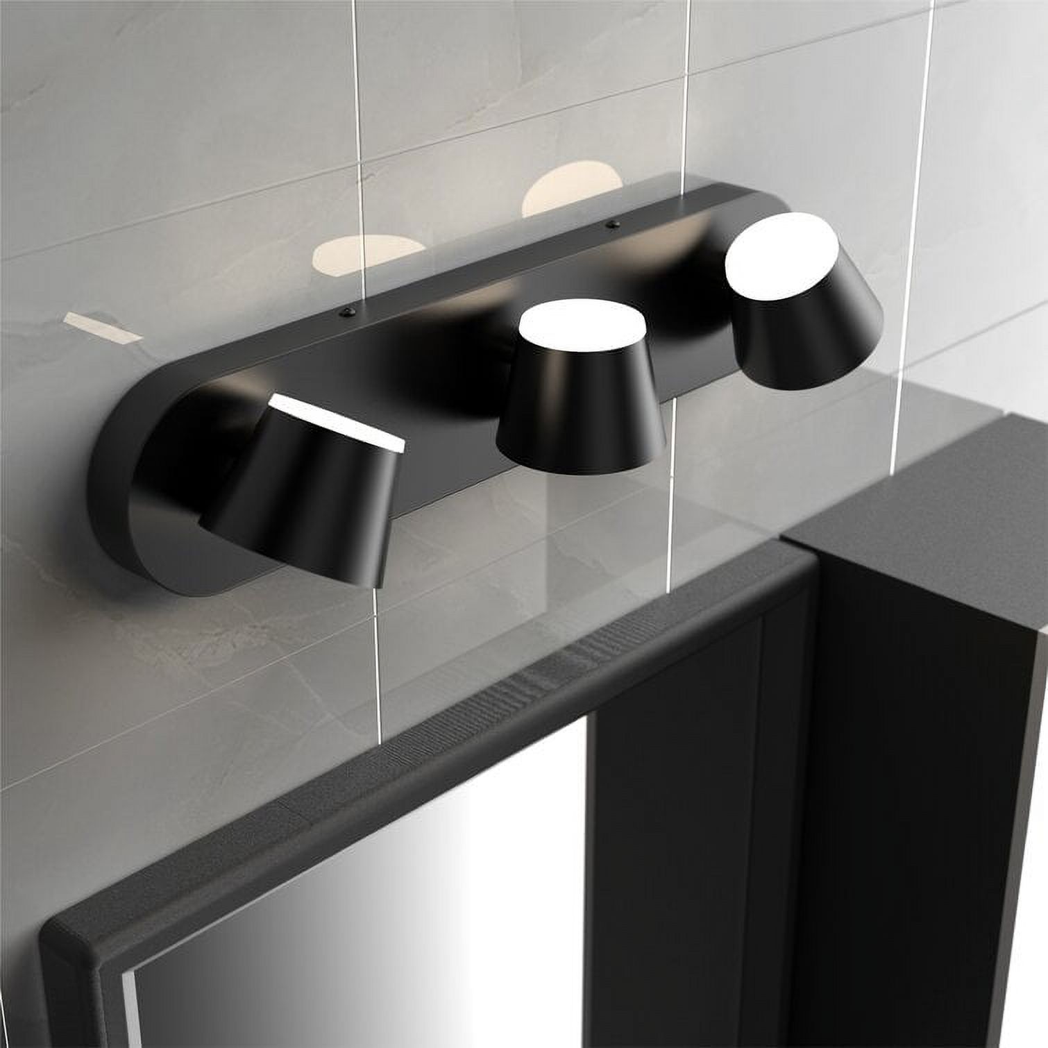 LIGHTINN Bathroom Dimmable Vanity Light with Acrylic Shade, Mirror Headlights Built-in LED Light Fixtures for Vanity Bathroom Bathtub 3-Light (Black)